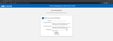 Account activation info page