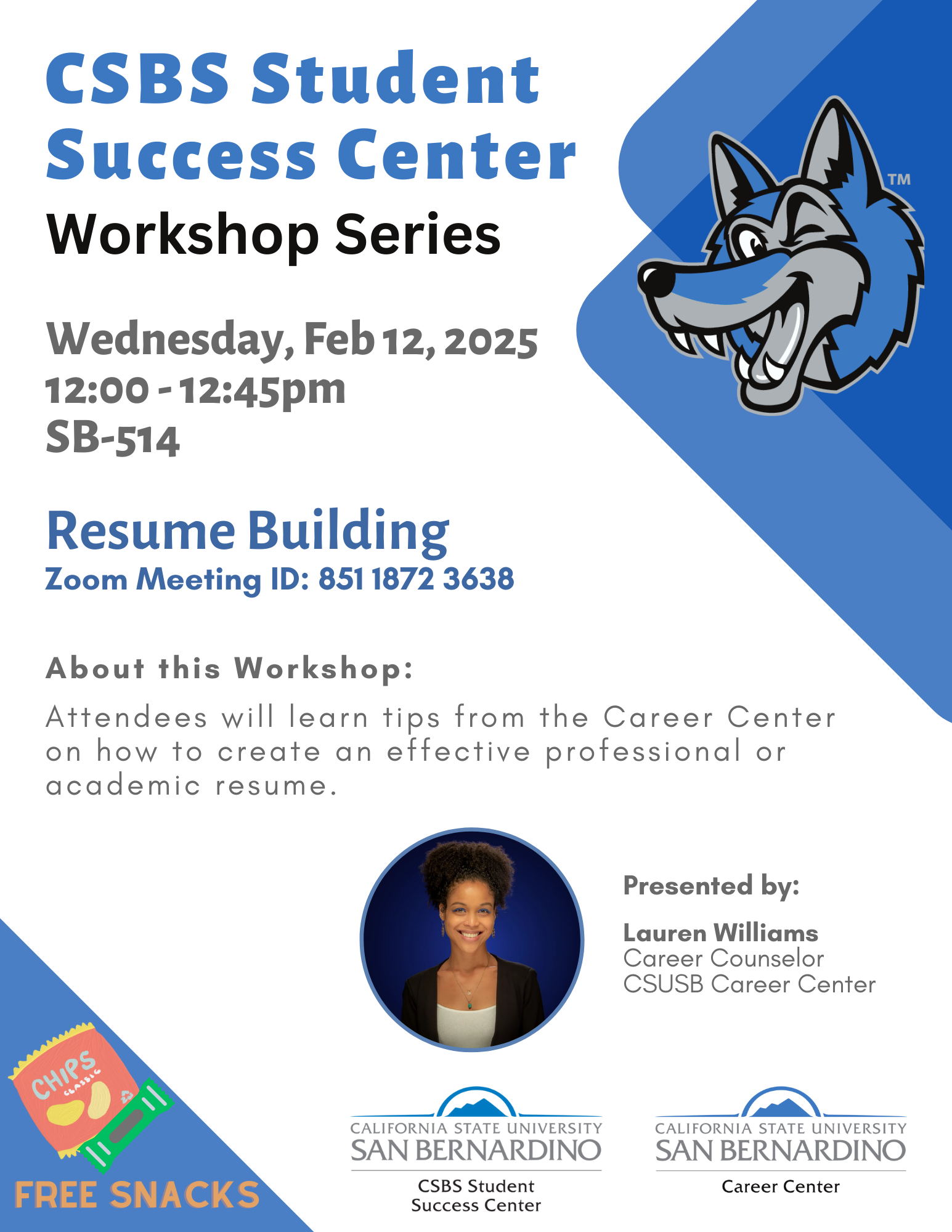 CSBS SSC Workshop Series: Resume Building Workshop Flyer