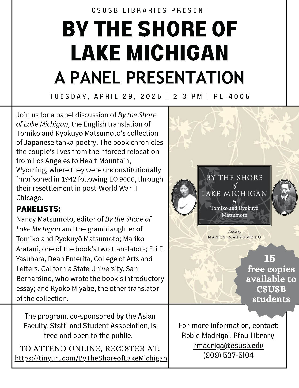 Event flyer for “By the Shore of Lake Michigan”