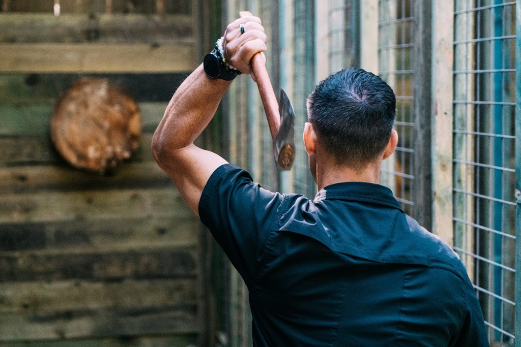 ax throwing from behind