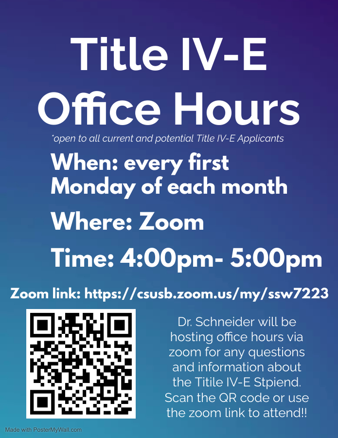 Flyer with time and date of office hours with QR code and zoom link
