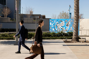 Students walking on campus