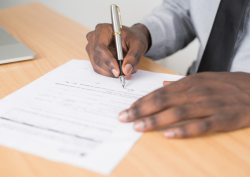 Person completing paperwork