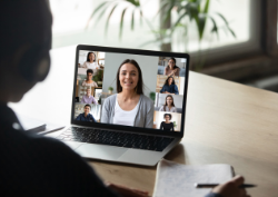 Person talking to candidate on computer screen